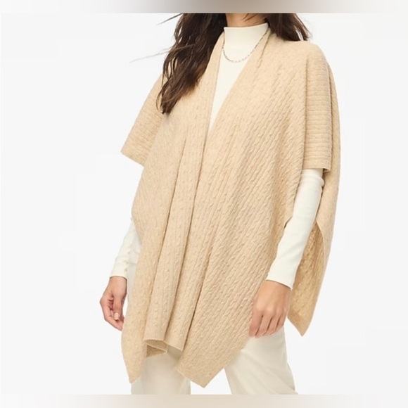 Cozy Beige Knit Women's Poncho style sweater - Picture 6 of 6
